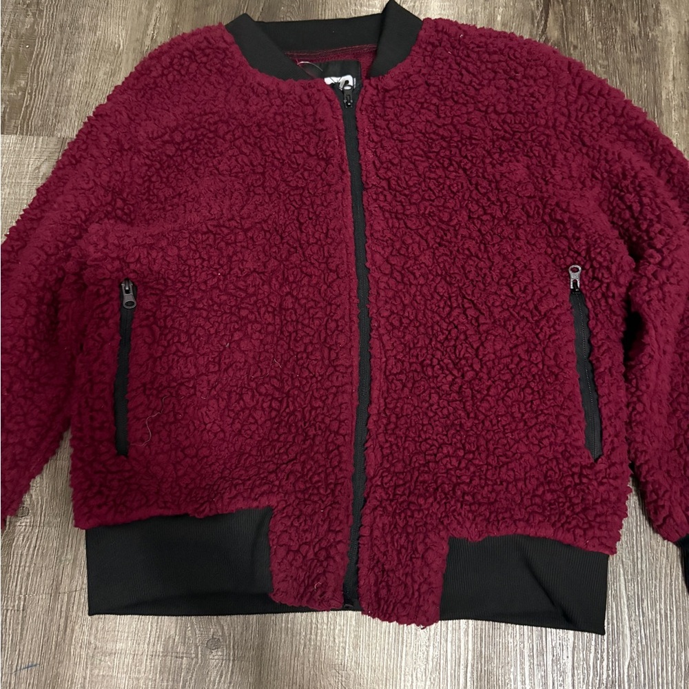 & Other Stories Burgundy Shearling Jacket